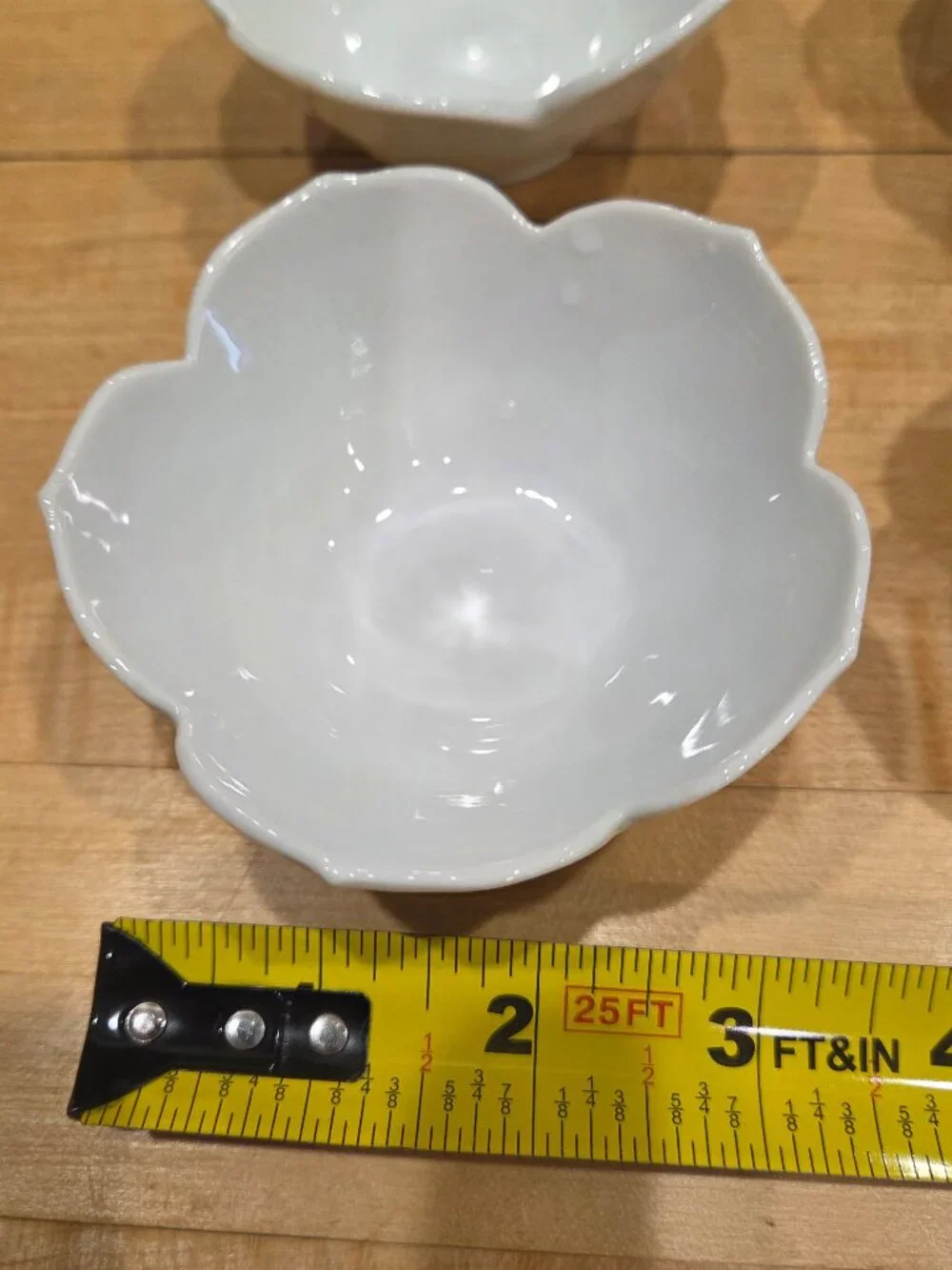 Vintage White Porcelain Cherry Blossom Lotus Petal Small Bowls Set of 4